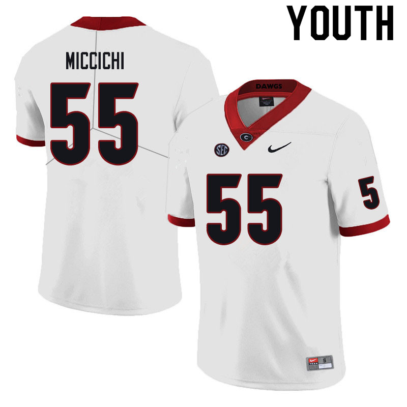 Youth #55 Miles Miccichi Georgia Bulldogs College Football Jerseys Sale-Black - Click Image to Close